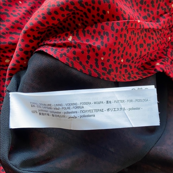 New Zara Print Mini V-neck Saffron red Dress long sleeve - Picture 10 of 10